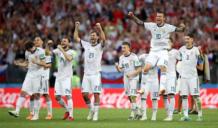 স্পেনকে হারিয়ে কোয়ার্টার ফাইনালে রাশিয়া