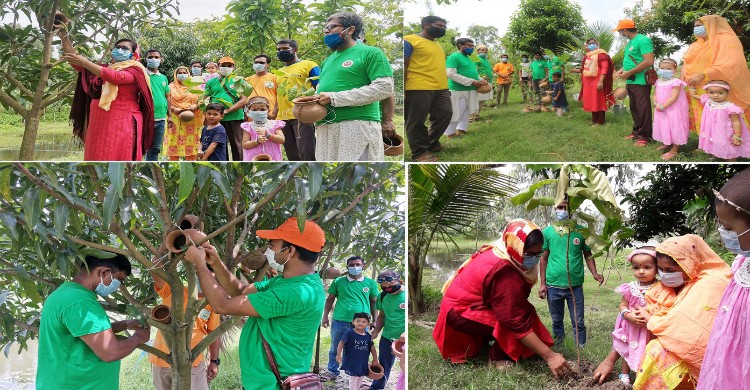 গাছে গাছে মাটির হাঁড়িতে বাসা বেঁধে দিচ্ছ